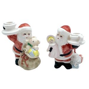 Vintage Fitz and Floyd Santa Candlestick Holders Made in Japan Set of 2